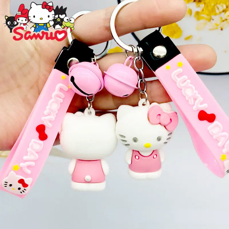 

Cute Cartoon Sanrio Hello Kitty Soft Gum KT Cat Keychain Girl Bag Pendant Fashion Gift Key Ring Cartoon Hanging Key Buckle