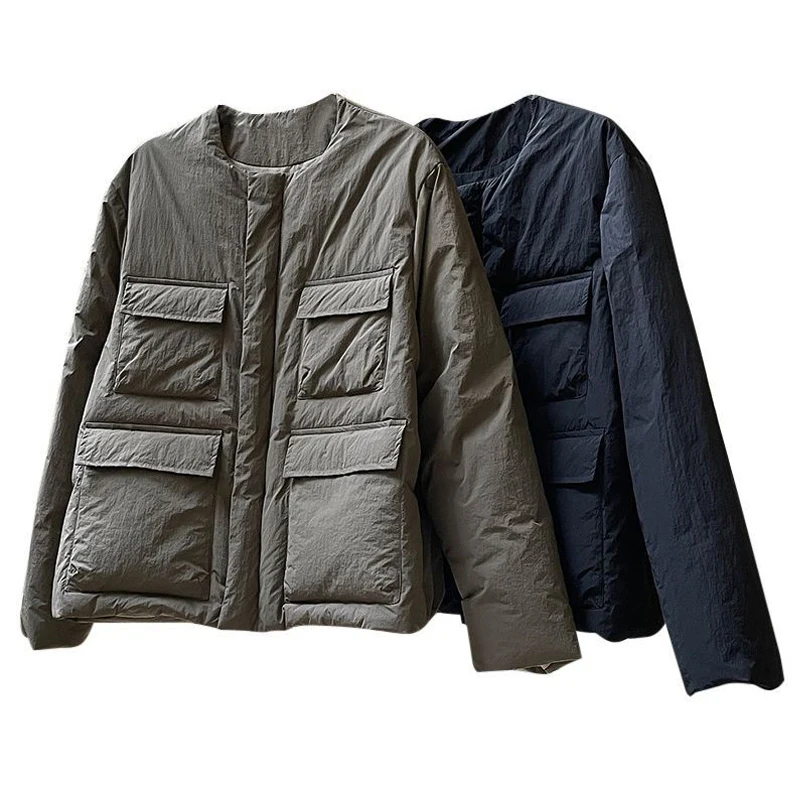 Casual Winter Pockets Down jacket Adjustable waist skirt Warm 2023 New Women Black 2 Piece set Puffer coat Parkas INKEO 2O404