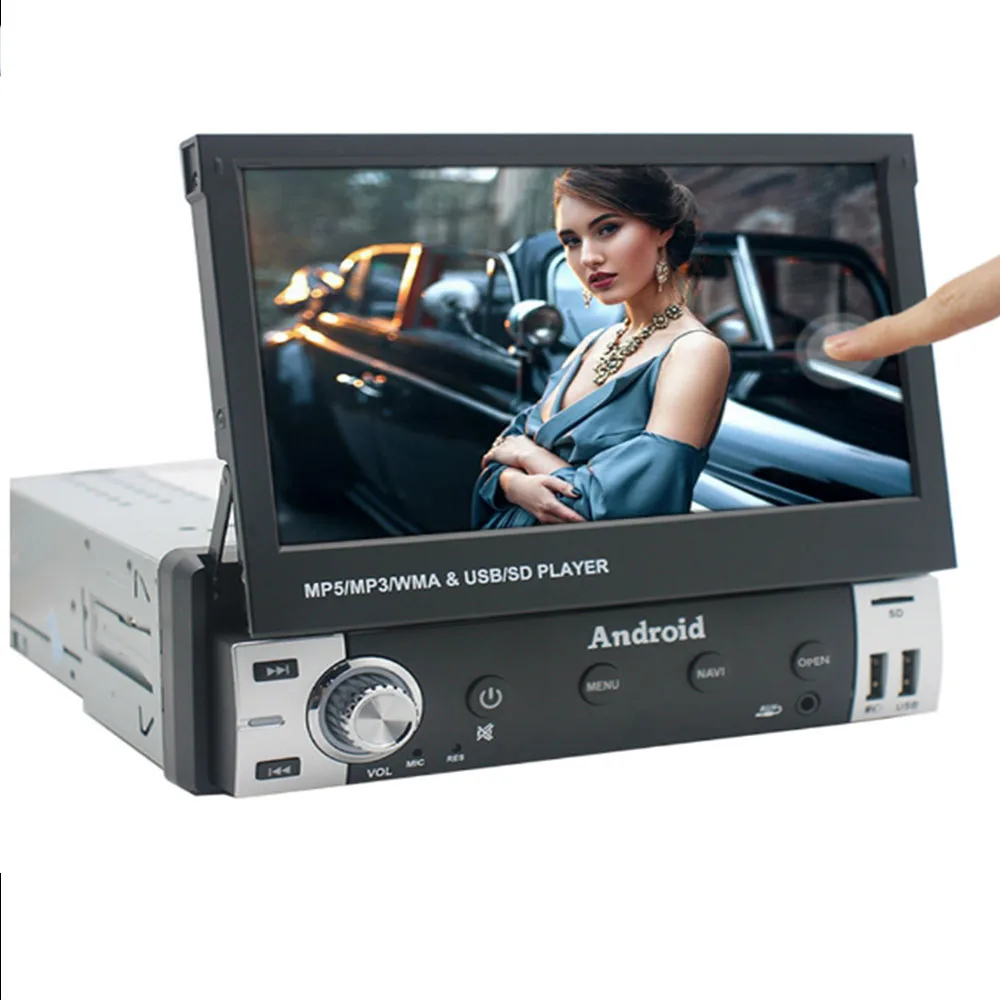 

Universal 7" IPS Retractable Screen 1 din Car Radio Android Carplay Auto gps Navigation 1Din Android 12 Multimedia Video Player