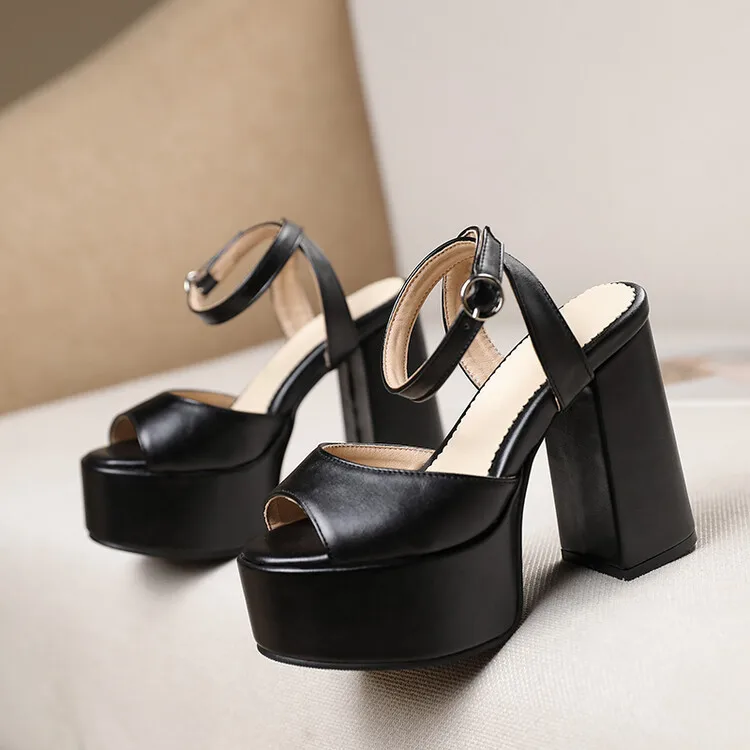 

Big Size Fish mouth waterproof platform thick heel high heels sandals women shoes woman summer ladies