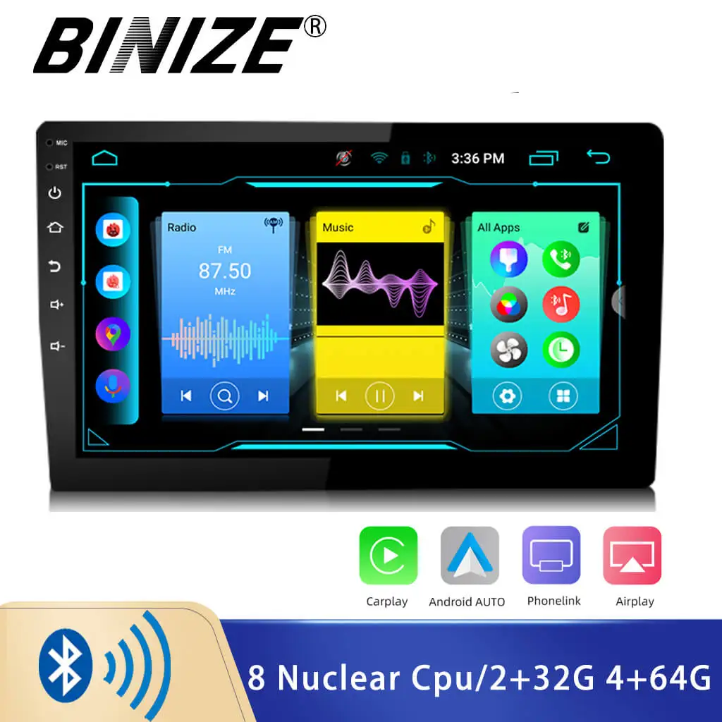 

Binize 2Din 10.1 Inch Car Stereo Android 10 Compatible with Carplay Android Auto Touch Screen Radio Head Unit Multimedia Player