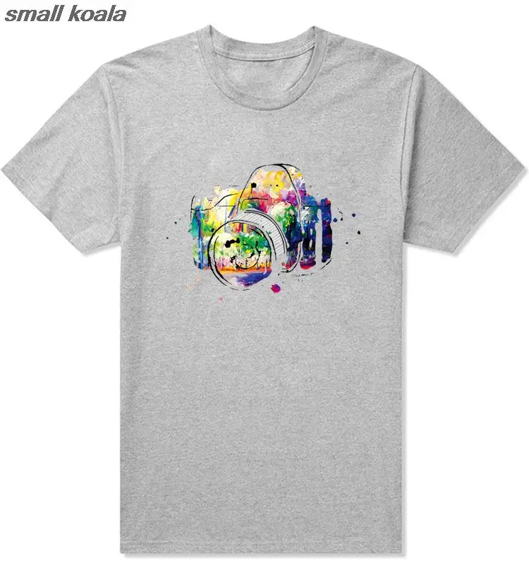 Новое поступление Забавная красочная футболка с принтом фотокамеры летние