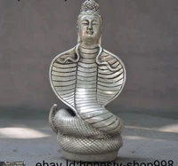 7old tibet tibetan silver buddhism snake naga serpent bodhisattva buddha statue