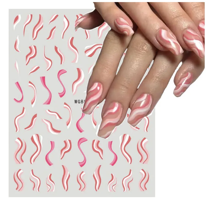 

1PC 3D Swirl Lines Nail Sticker Geometry Irregular Whirling Wave Cow Print Decal on Nails Art Charms Manicure Slider WG858-