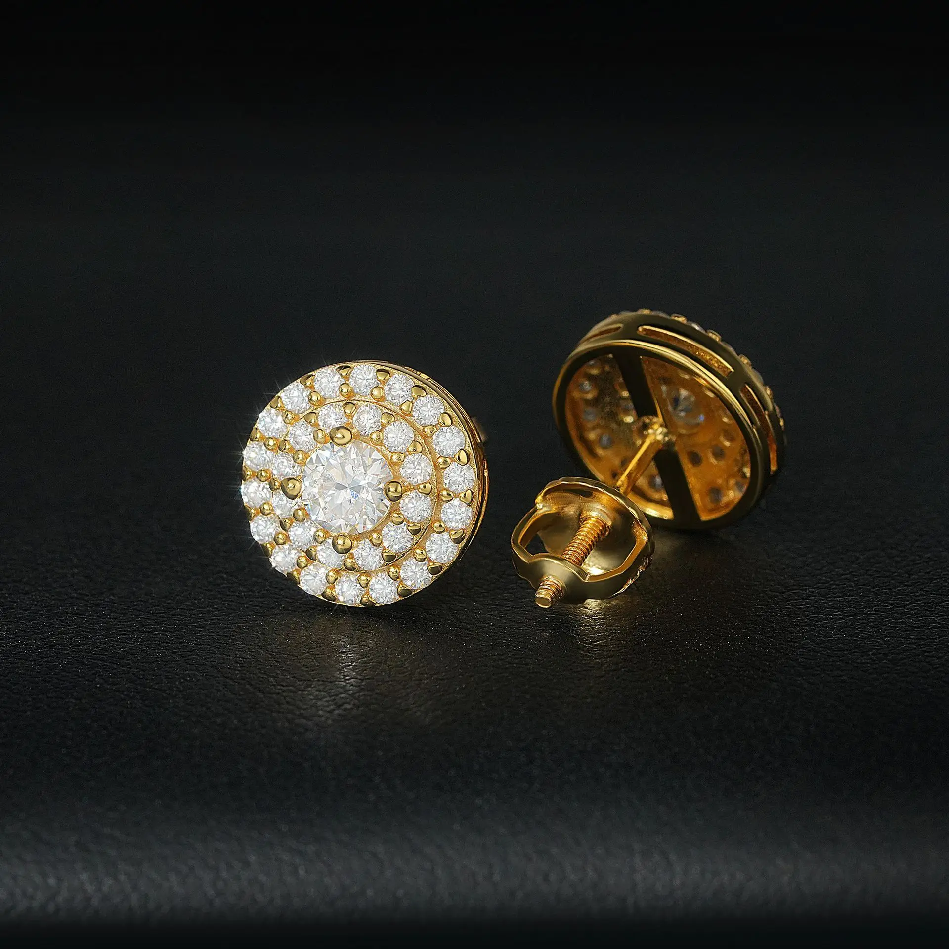 Фото Серьги-гвоздики D Color Full Moissanite Round для женщин и мужчин, в стиле хип-хоп, из серебра 925 пробы, с винтовым креплением, высококачественные ювелирные изделия, подарок для женщин №3