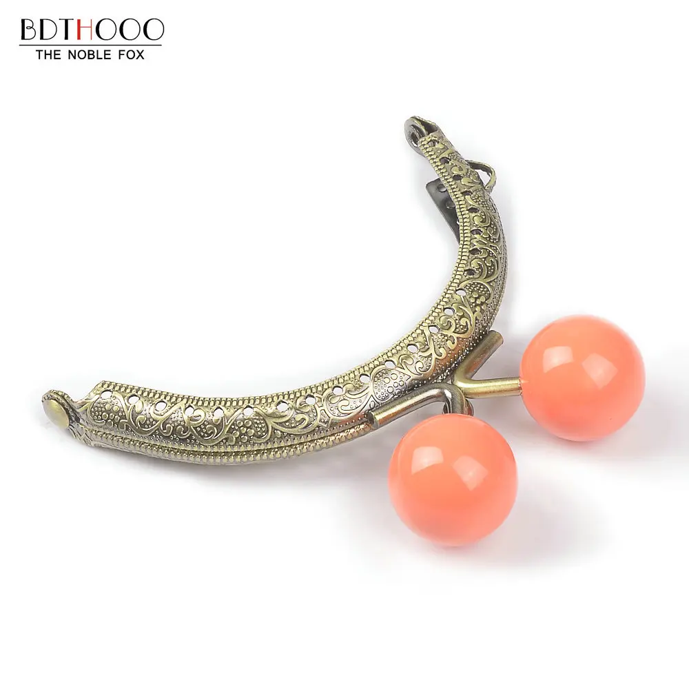 10pcs 8.5cm Round Metal Purse Frame Handle for Clutch Bag Accessories Making Kiss Clasp Lock Bronze Tone Candy Bags Hardware