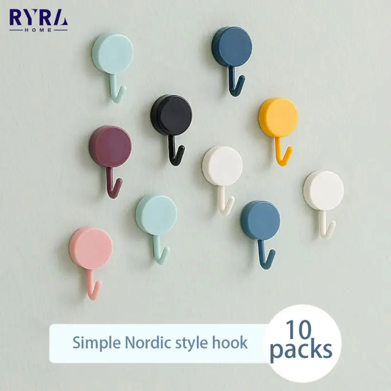 

10Pcs Strong Self Adhesive Hook Multifunctional Hook non-marking Kitchen Hook Household Wall Hanging Door Hook Kitchen Bathroom
