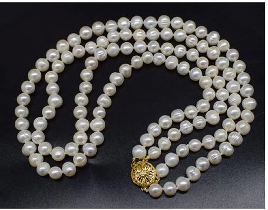 Новое ожерелье с белым жемчугом ААА 9-10 мм