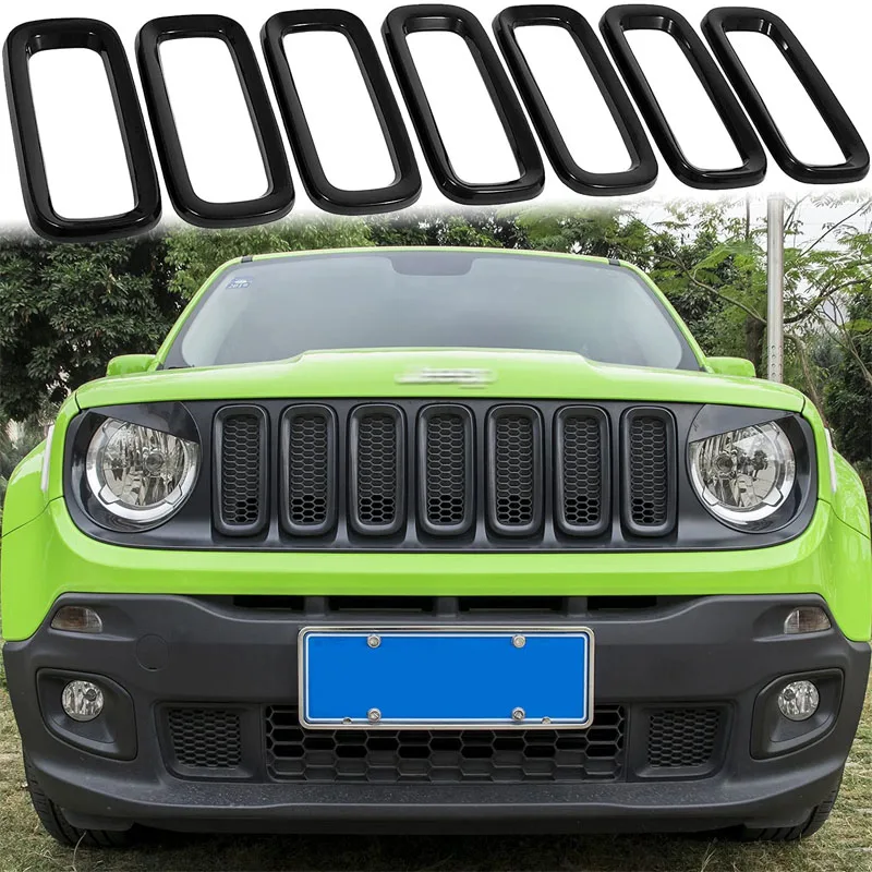 

Вставки для гриля, передняя решетка радиатора, Накладка для Jeep Renegade 2015, 2016, 2017, 2018 (7 шт.)
