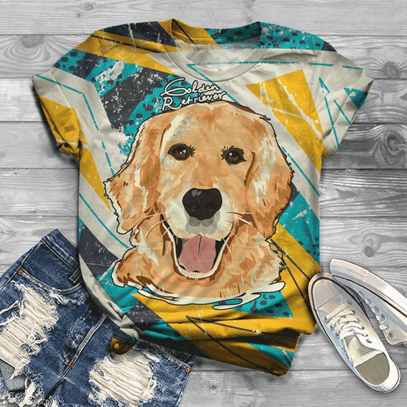 

2022 Summer T-shirt, 3D animal digital print T-shirt, Leisure Short sleeves circular neck animal shirt, Christmas T-shirt