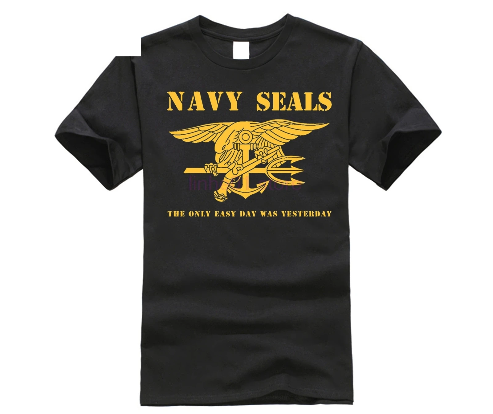 

Футболка мужская оверсайз с принтом, хипстерская модная с логотипом морских котиков, «The Only Easy Day Was вчера Премиум»