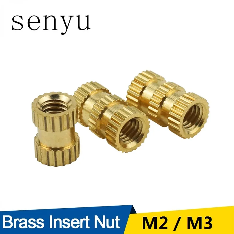 

100 шт/лот M2 M3 Тип гайки B твердая латунная медная литьевая впрыска Knurl резьба Вставка Гайка встроенное Nutsert одиночное прохождение глухое отве...