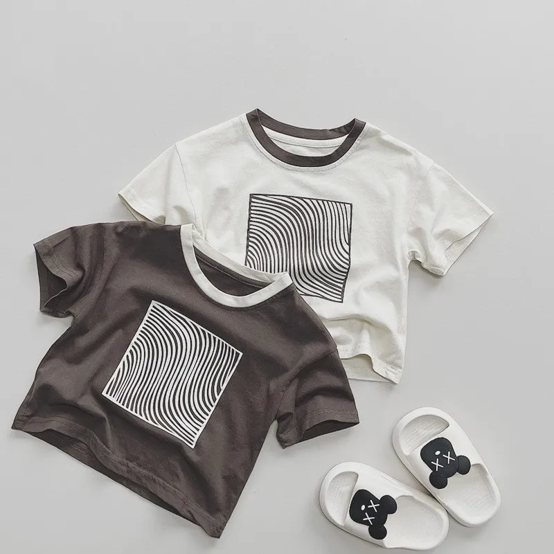 

2023 Summer New Children Short Sleeve T-shirt Baby Boy Girl Loose Casual Cotton Tees Toddler Fashion Print Top Kids Clothes