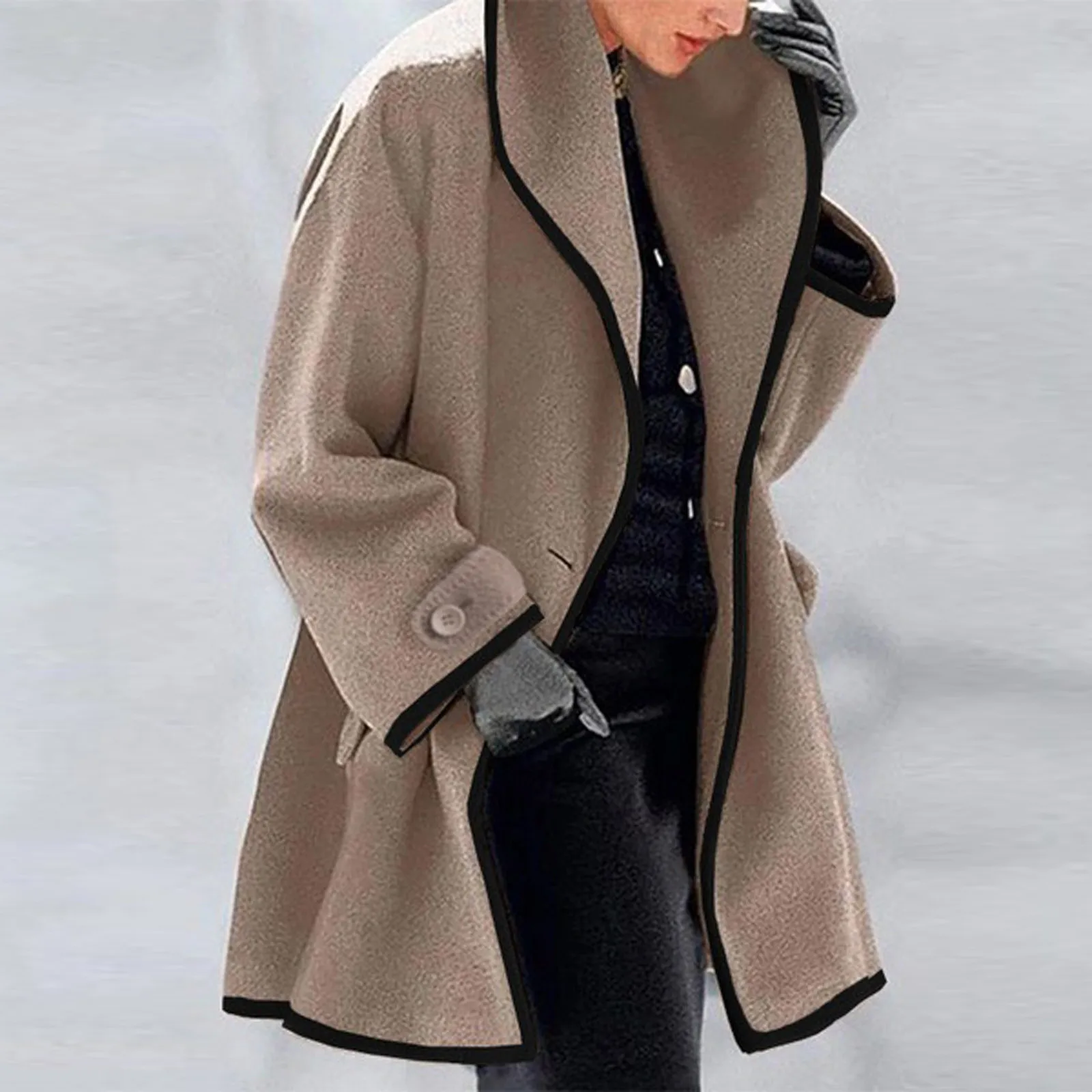 New Ladies Fashion Autumn and Winter Casual Round Neck Loose Hooded Woolen Coat 2021 Woman Double-sided Woolen Coat