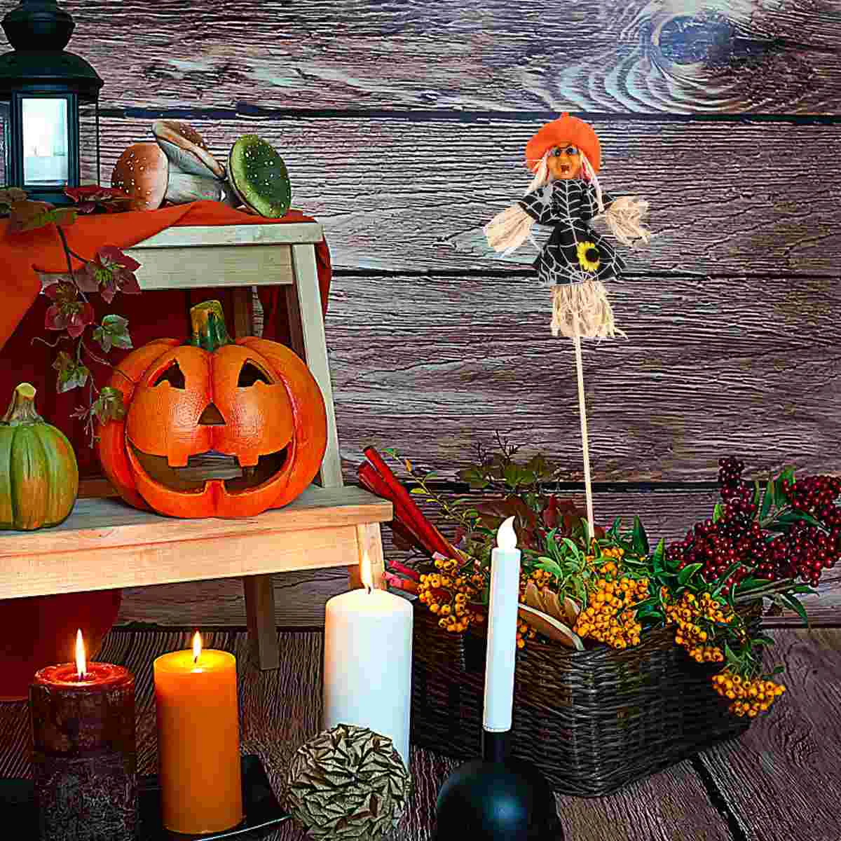 

Украшение для Хэллоуина в виде пугала, Цветочная композиция в виде ведьмы, украшение на День Благодарения, модель осеннего искусства