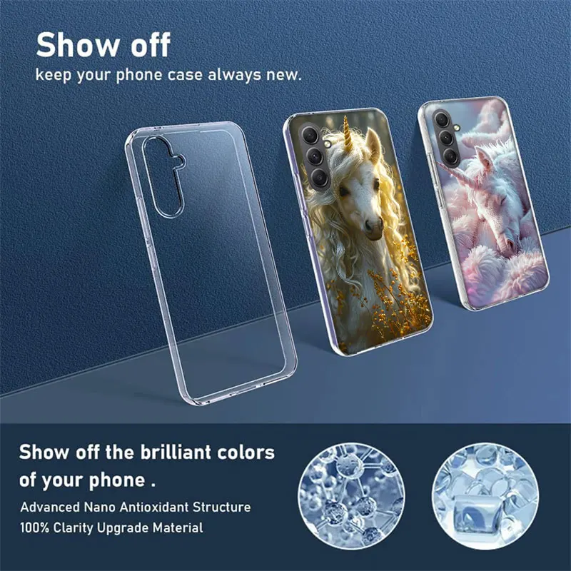 Белый детский Единорог для Samsung A54 A34 A24 A14 A53 A33 A23 A13 A52S A32 A22 A12 Phone Galaxy A03 A0