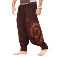 men yoga pants bohemia style pleated oversized special spring harem trousers for daily wear