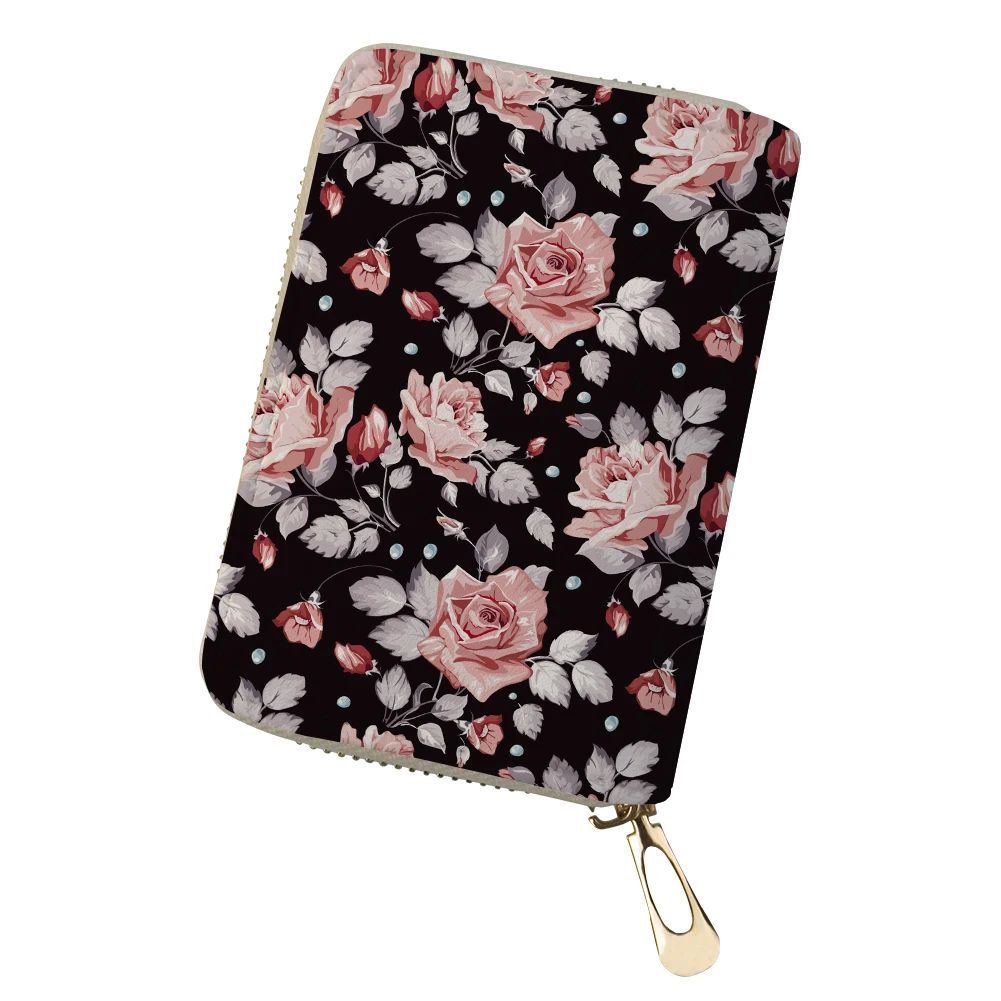 ADVOCATOR Floral Print Women's Card Bag Personalized Customized Zipper Card Holder Portable Mini Clutch Free Shipping
