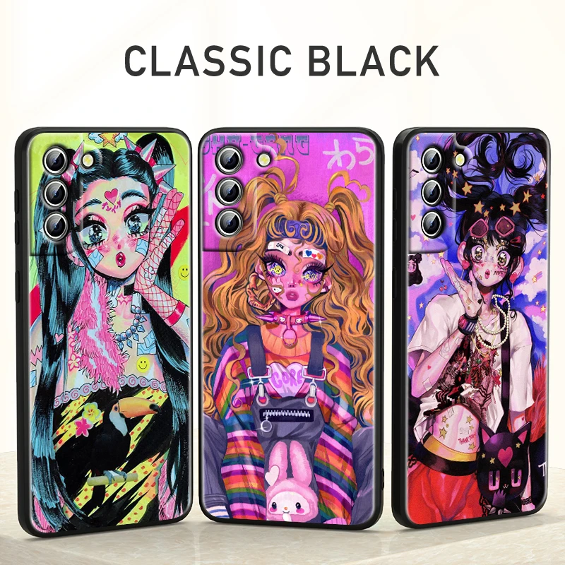 

Girl Anime Art For Samsung Galaxy S22 S21 S20 FE Ultra S10 S9 S8 S7 S6 Plus 5G Soft Black Phone Coque Fundas