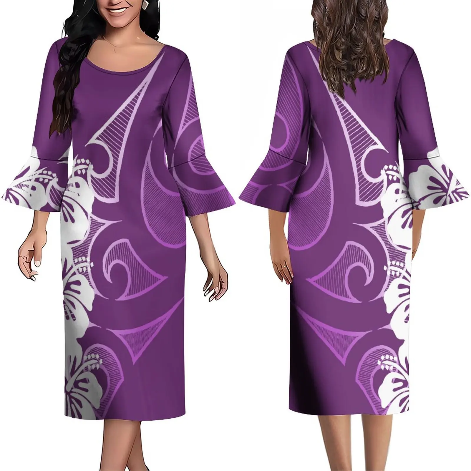 Женское платье с оборками на манжетах удобное винтажное принтом в этническом