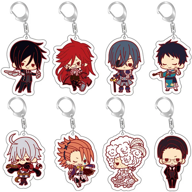 Брелки в стиле аниме черный Батлер двухсторонние прозрачные акриловые