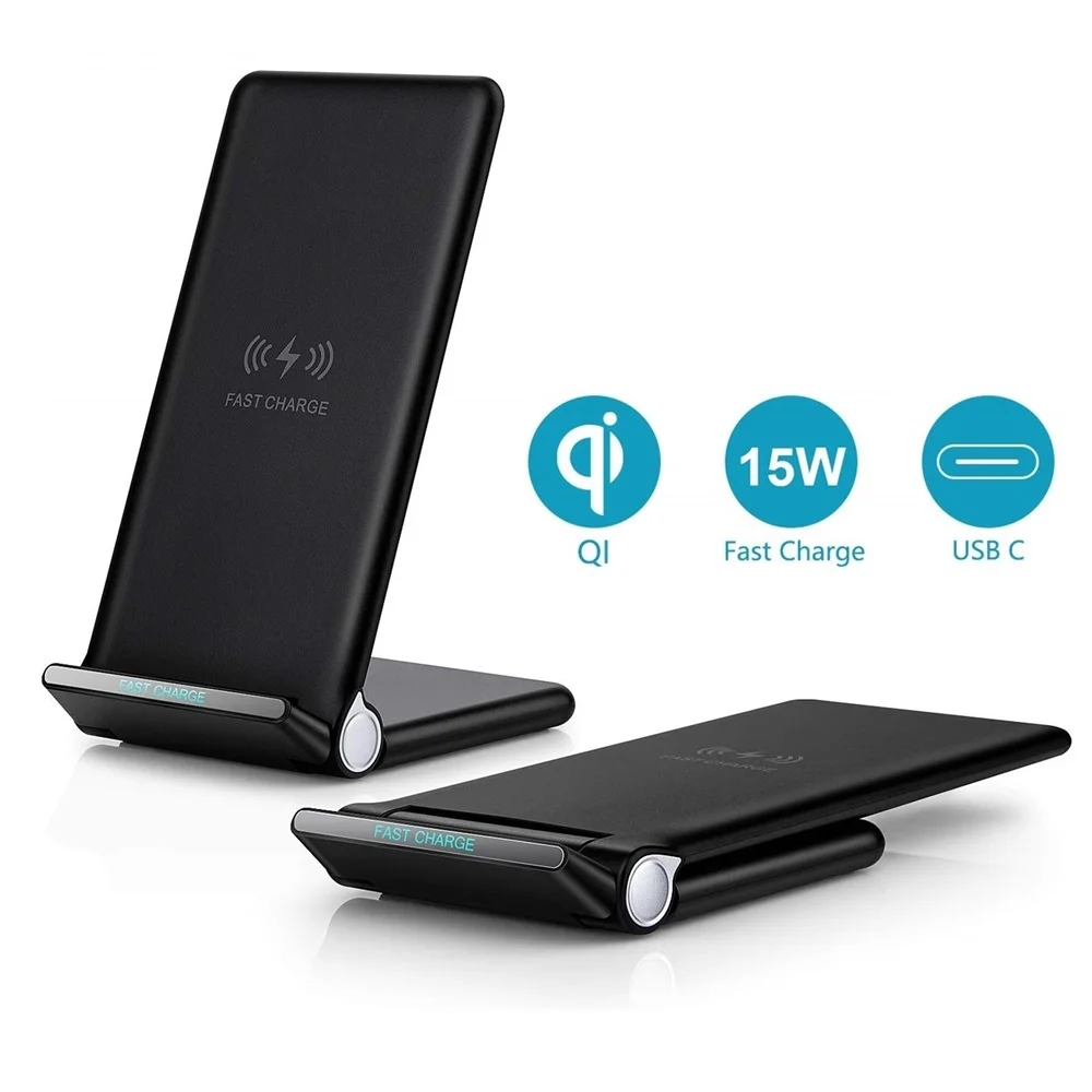 

Быстрое беспроводное зарядное устройство, Складная Подставка для зарядки, Type C USB кабель 15 Вт для iPhone 12 11 XS XR X 8 Samsung S21 S20 Airpods Pro