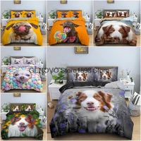 cute dog printed bedding set luxury 3d duvet cover animal theme quilt cover for children queen king size