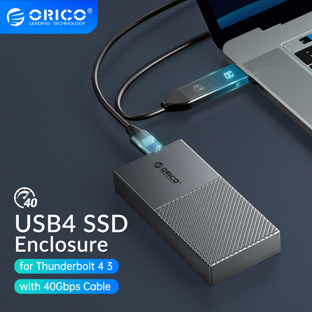 Orico Usb4.0 m2 Nvme Ssd Gabinete 40gbps Pcie3.0x4 Case de Alumínio Compatível com Thunderbolt Usb4 para Apple Macbook ar Pro