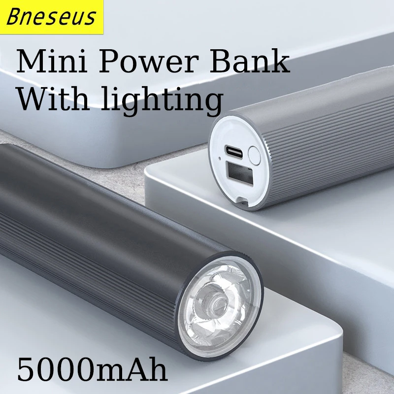 

Mini Power Bank 5000mAh With Lighting For Apple Huawei Xiaomi Samsung External Auxiliary Battery Pack Emergency Powerbank