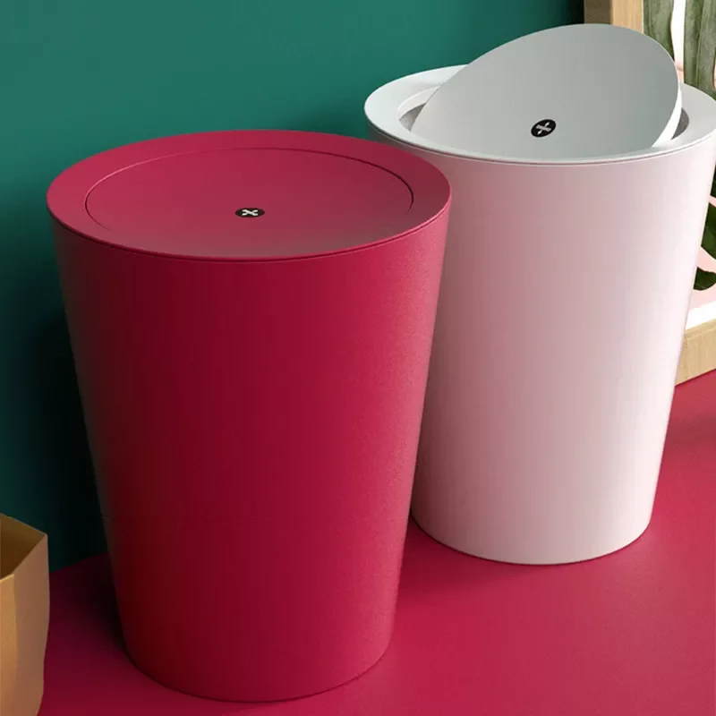 

9L Garbage Trash Can Wastebasket Home Swing Top Lid Plastic Office Supplies Trash Can Dustbin Sundries Barrel Box