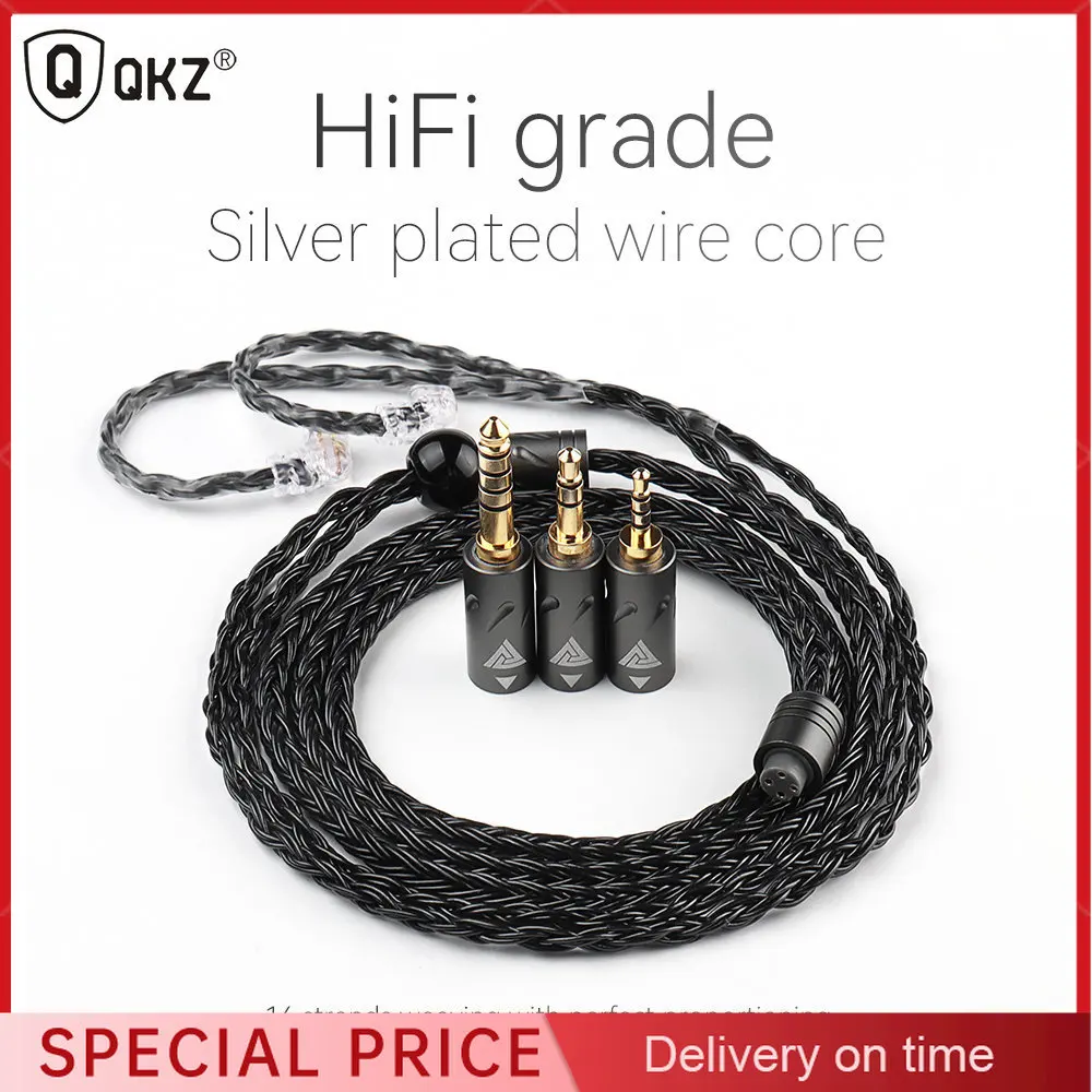 Фото QKZ Q1 MAX 16 подставка 352 ядер OFC посеребренный MMCX QDC KZ C Pin Улучшенный кабель для наушников для QKZ HBB ZXT AS16 PRO ZSN PRO X PR1 №1