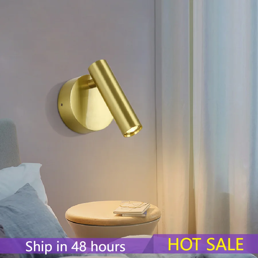

Настенный светодиодный светильник из латуни, прикроватная настенная лампа для спальни, регулируемое бра для спальни, светильник для коридо...