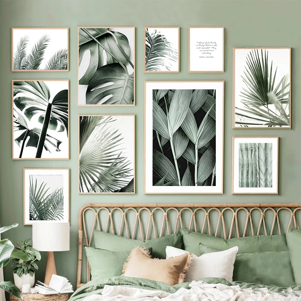 

Green Plants Wall Art Leaves Poster Print Monstera Canvas Painting Modern Nordic Wall Pictures for Living Room Home Wall Decor