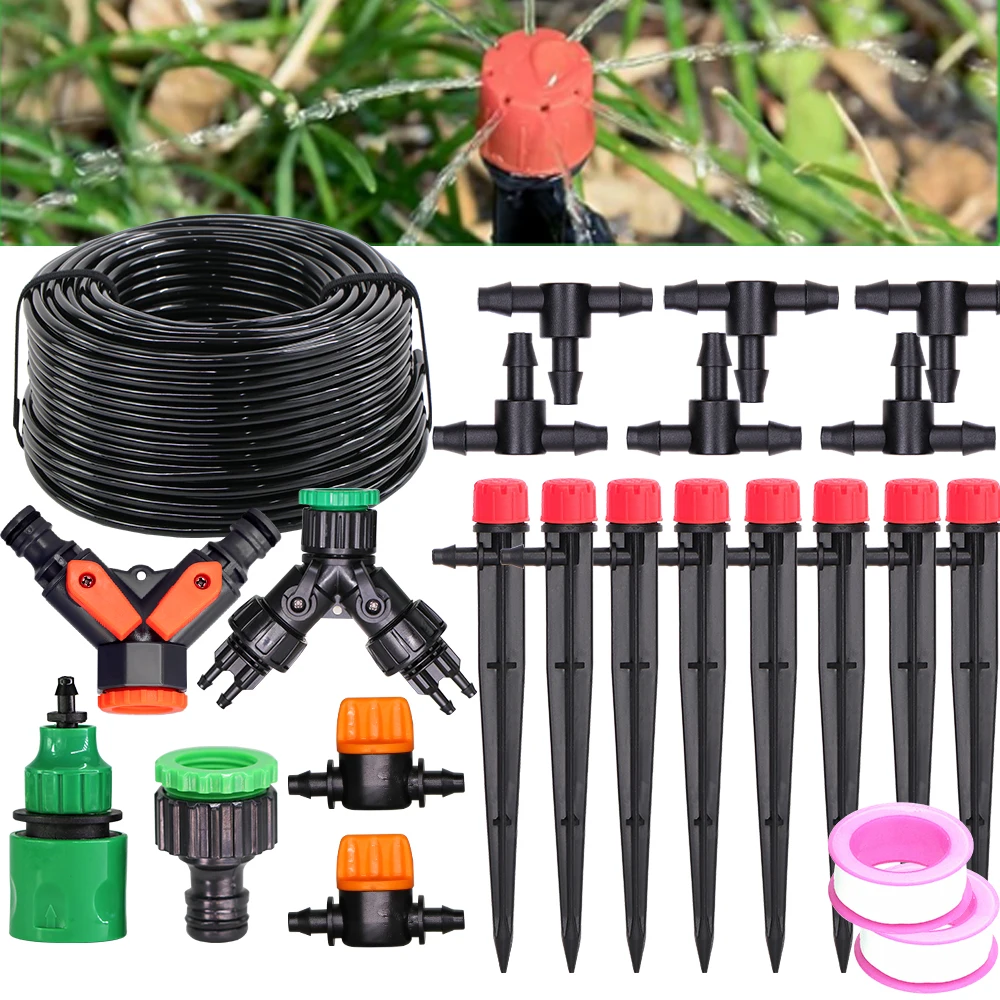 Садовый Шланг 1/4 Дюйма С Регулируемой Насадкой 13 См Для Цветов Теплиц Овощей