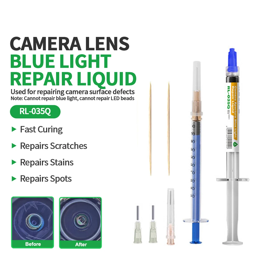 

RELIFE RL-035Q 3 мл жидкость для ремонта объектива камеры с синим светом для ремонта мобильных телефонов, царапин, пятен, быстрое решение для отверждения