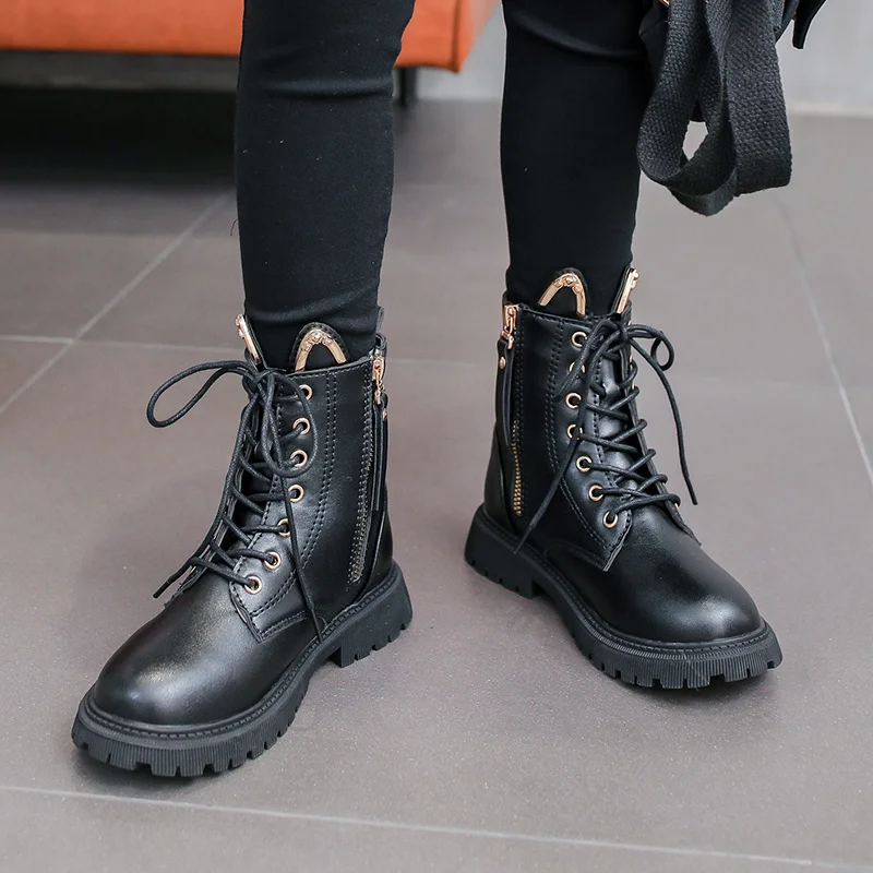 Зимние модные детские ботинки BCEBYL из искусственной кожи до щиколотки с