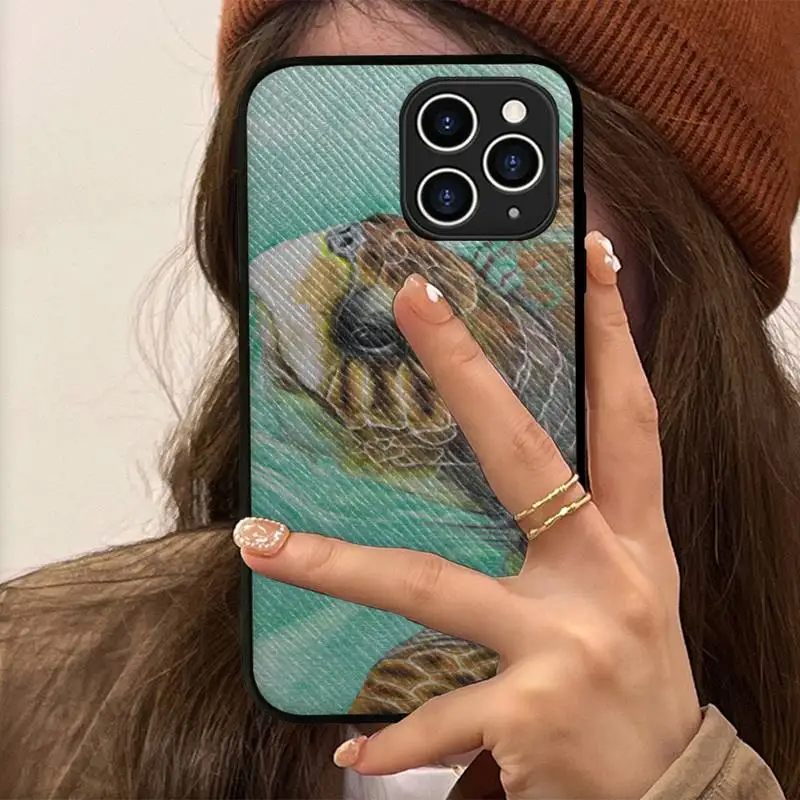 Чехол для телефона с рисунком морской черепахи жесткий кожаный чехол iPhone 11 12 13 Mini