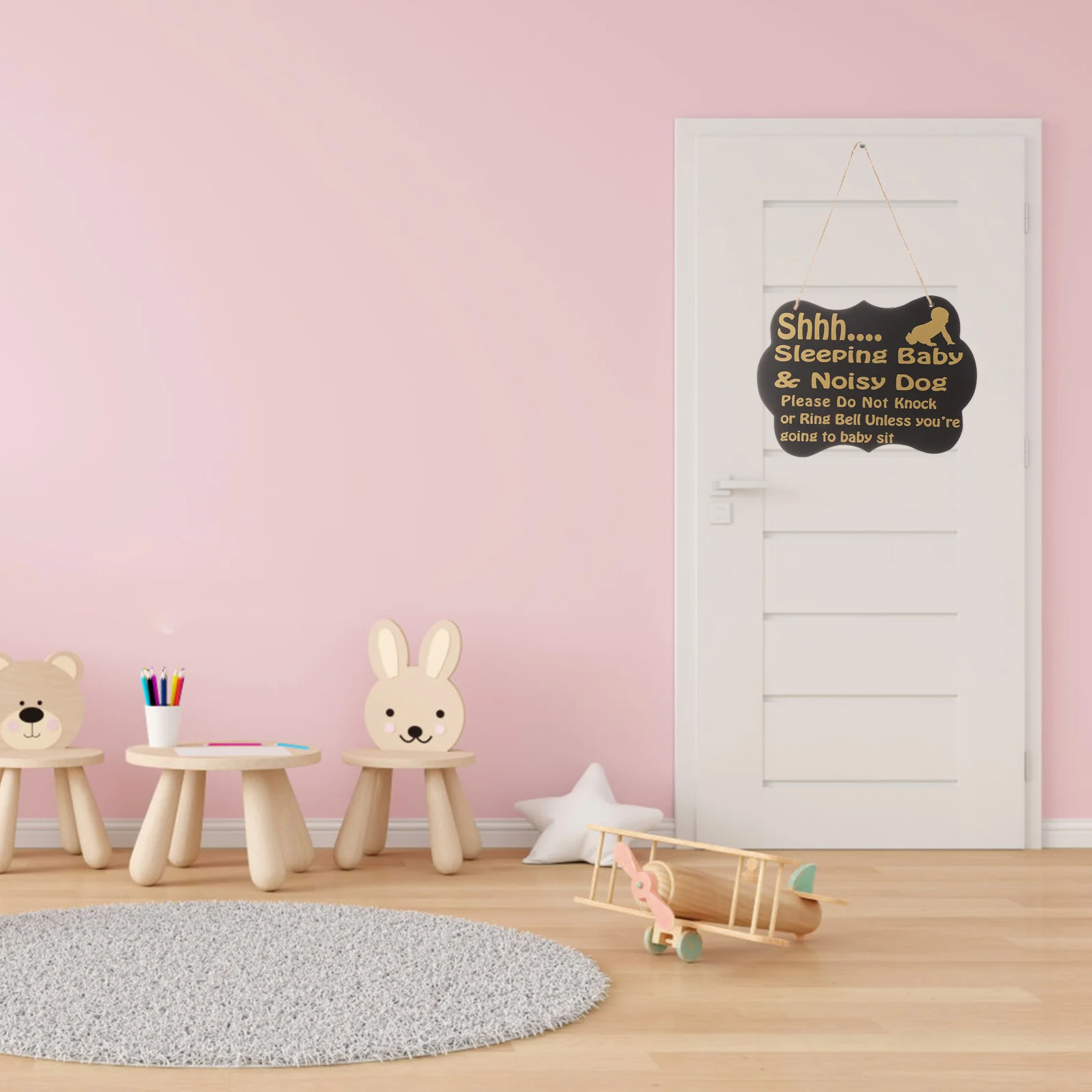 

Sign Door Baby Sleeping Do Not Knock Hanging Ring Bedroom Room Front Doorbell Ornaments Signs Wooden Plaque Plaques Or Shh