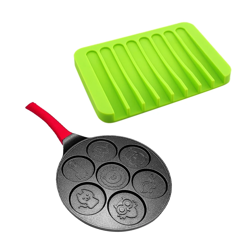 

Nonstick Pancake Pan,Pancake Griddle,Crepe Pan with Comb Drain Soap Dishes Holder Silicone Anti-Slip Drain Rack