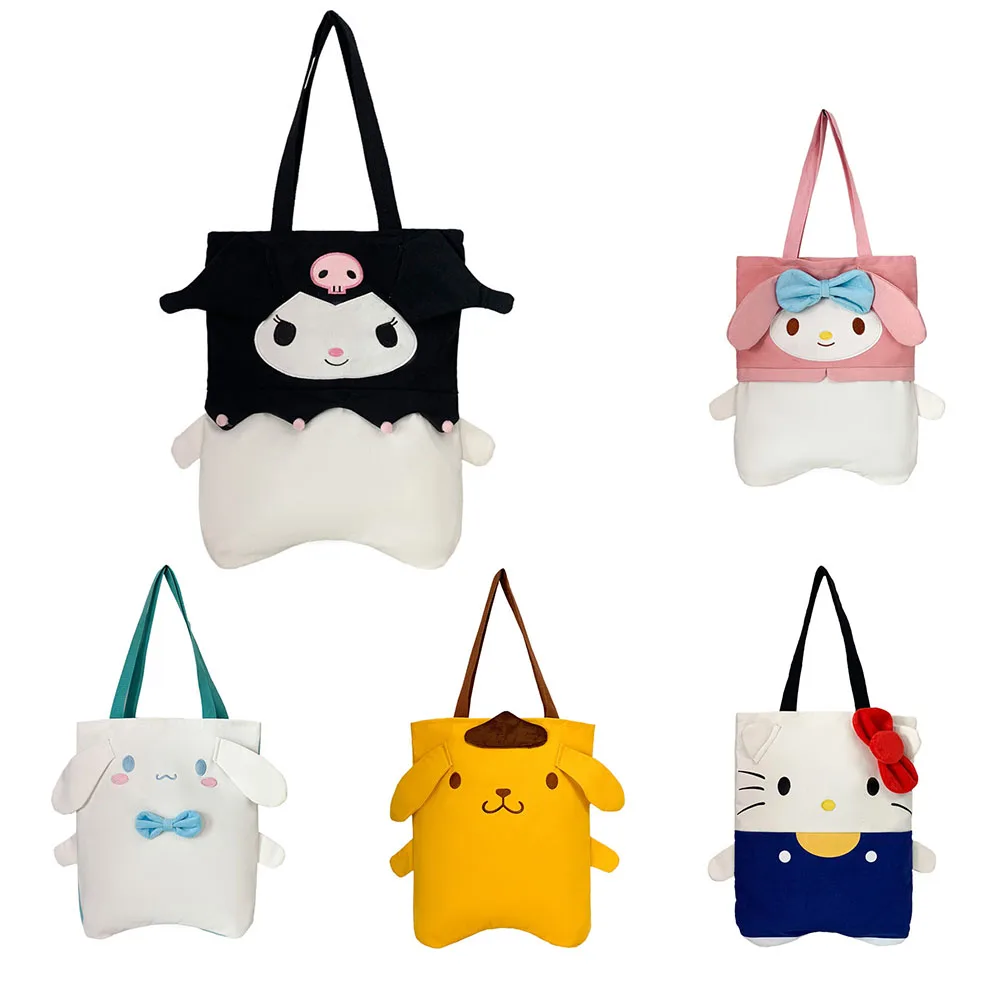 

Sanrio Canvas Bag Female Fashion High-capacity Hello Kitty Handbag Cartoon One Shoulder Shopping Shoulder Tote Bag Lovely Gifts