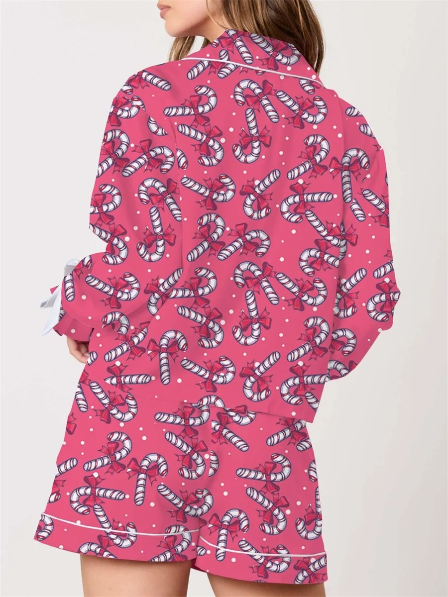 Женский пижамный комплект из двух предметов рубашка с длинными рукавами и