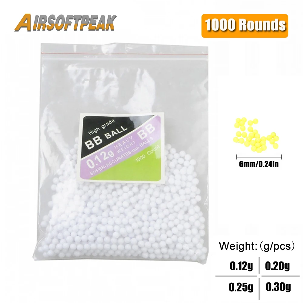 Пули для страйкбола, 1000 патронов, 0,12/0,2/0,25 г, 6 мм Пули для страйкбола, 1000 патронов, 0,12/0,2/0,25 г, 6 мм