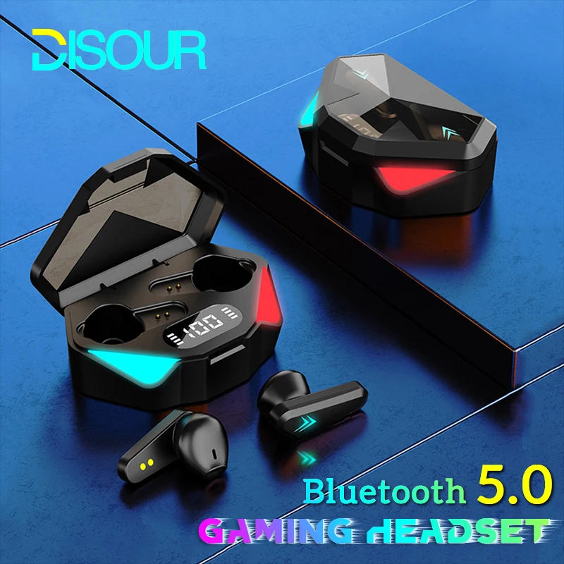 

DISOUR TWS игровая гарнитура Bluetooth 5,0 наушники 2022 новые спортивные водонепроницаемые беспроводные наушники HiFi стерео наушники гарнитура