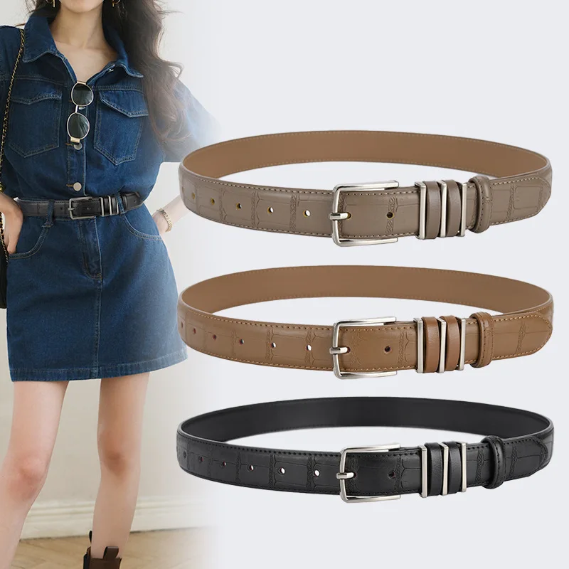 

2022 New Women's Belt Leather Belt Fashion Pin Buckle Decorative Belt Women's Casual Fashion Pants Belt Crocodile Pattern