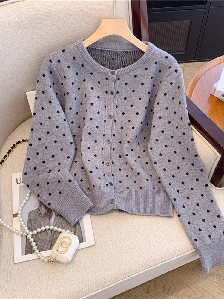 Женский серый кардиган свитер в стиле Харадзюку вязаные свитера с длинным