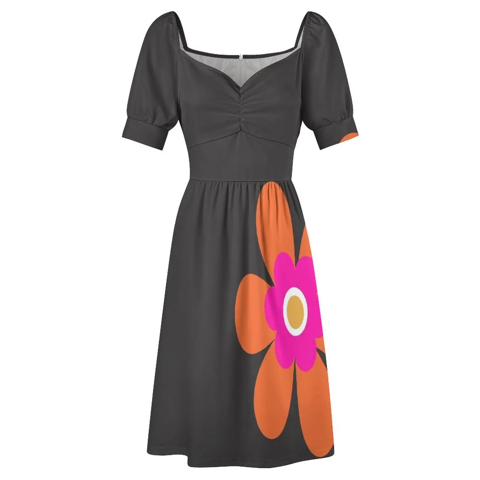 Яркий оранжевый Ретро 70s блок Графический Цветок мощность. Каролина Лаурсен