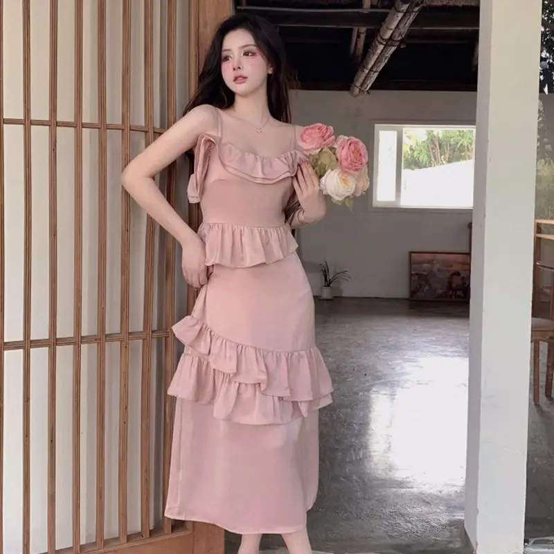 

2023 Women's Dress Summer New Design Sense Loose And Comfortable Versatile Appear Thin Pink Free Shipping