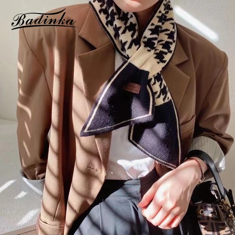 

2022 новый дизайнерский Женский вязаный шарф в гусиную лапку, женские зимние толстые теплые шарфы для женщин, Echarpe Femme Hiver