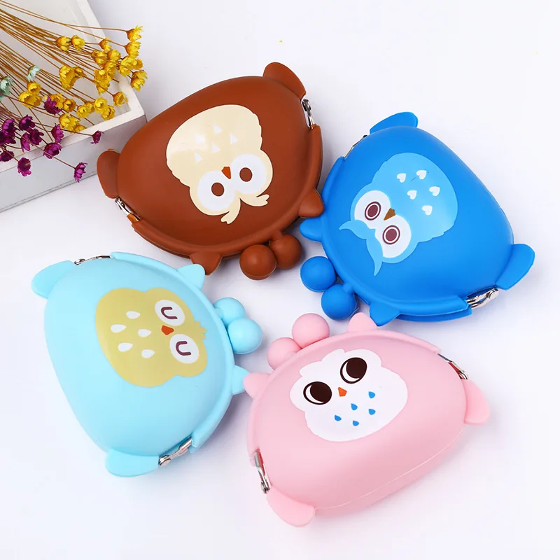 

Kawaii Candy Owl Wallet Silicone Small Pouch Cute Coin Purse for Girl Key Rubber Wallet Children Mini Animal Case Storage Bag