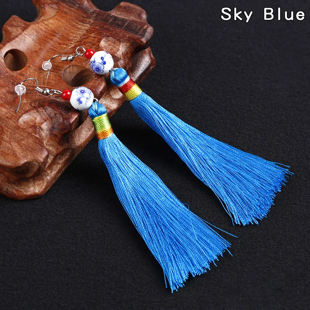 Andcool этнические Винтажные серьги трендовые 2024 с кисточками женские длинные для